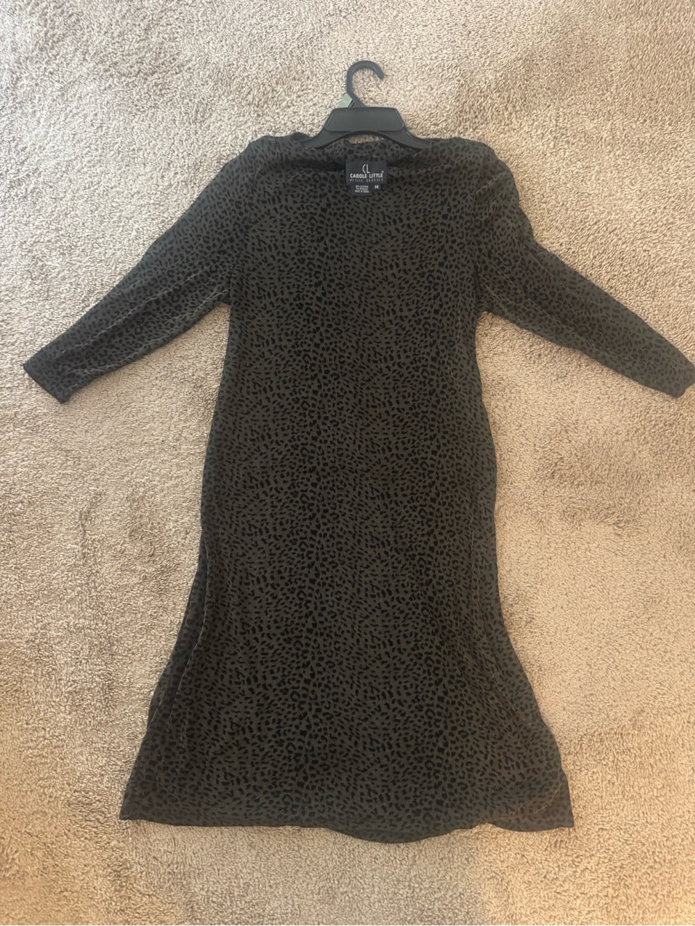 Carole Little Black Long-Sleeve Animal-Print Knit Dress